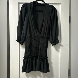Black ruched dress.